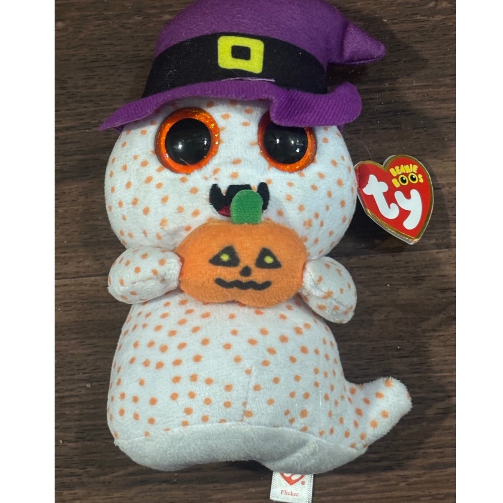 Ty Beanie Boos FLICKER the Halloween Ghost (6 Inch) NEW MWMTs Stuffed Animal Toy